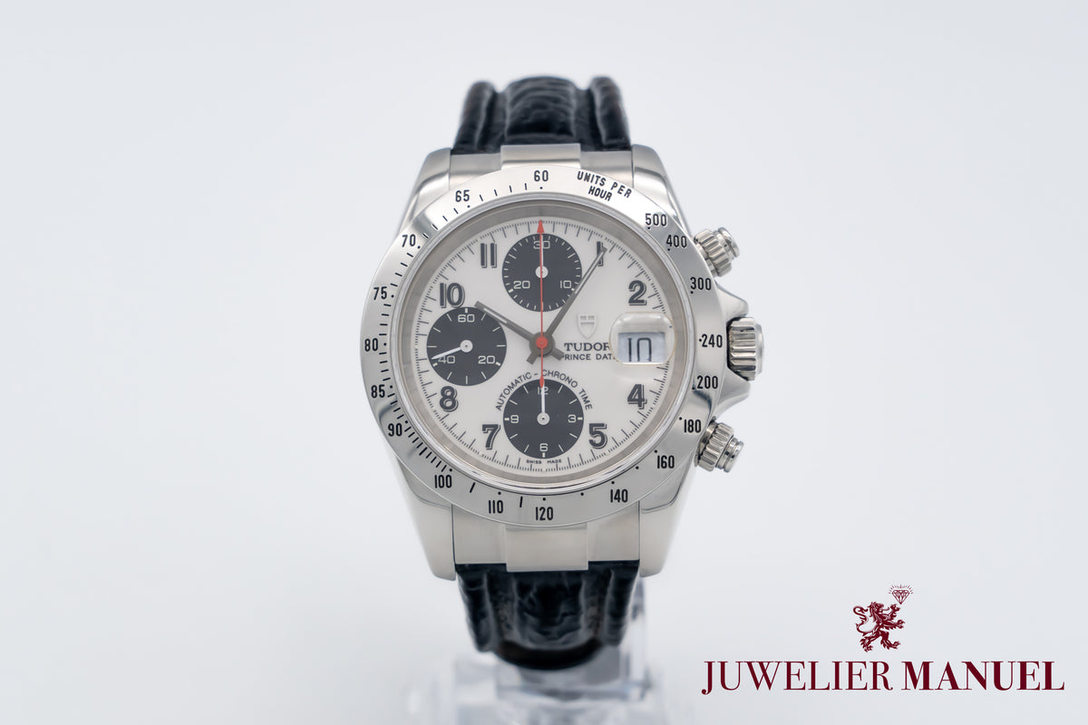 Tudor Prince Date Rare Panda Dial B&P Stahl Automatik 40mm