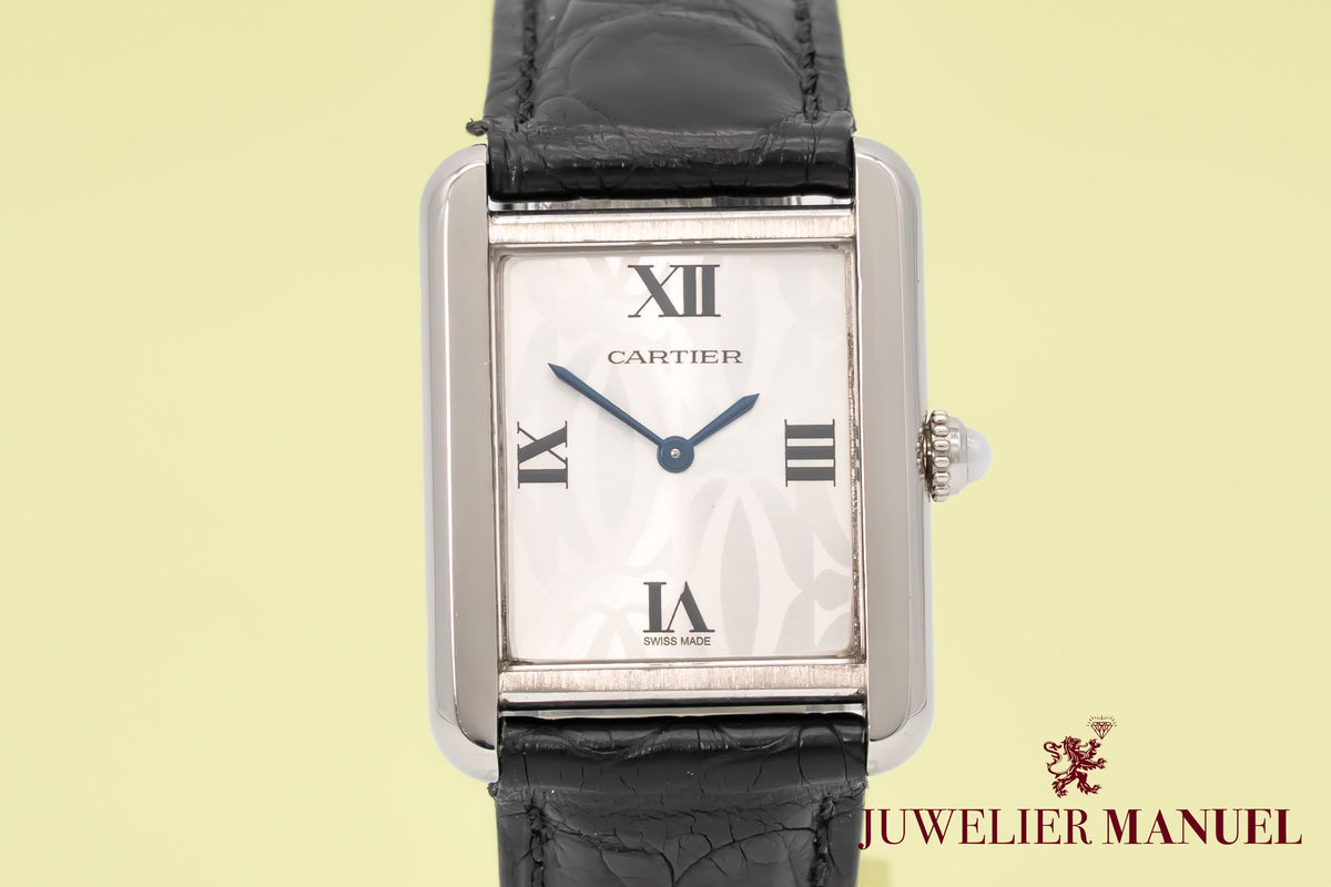 Cartier Tank Solo 2716 Cadran Orange Rare Acier Inoxydable 24mm