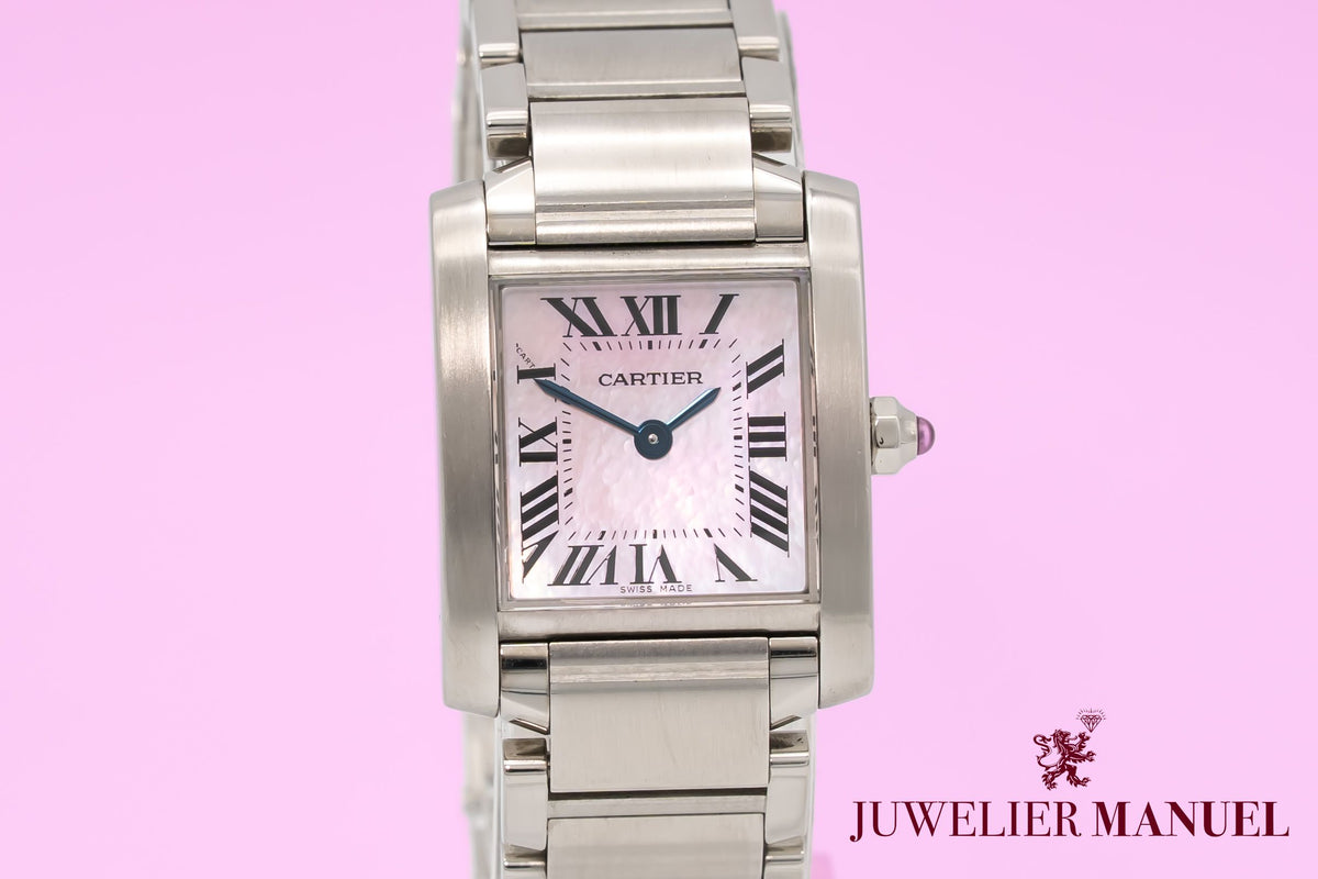 Cartier Tank Française Lady 2384 MOP Stainless Steel 20mm Papers