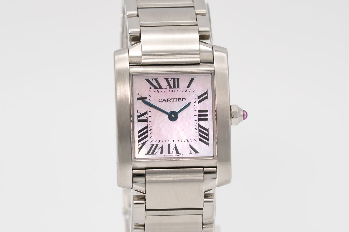 Cartier Tank Française Lady 2384 MOP Stainless Steel 20mm Papers