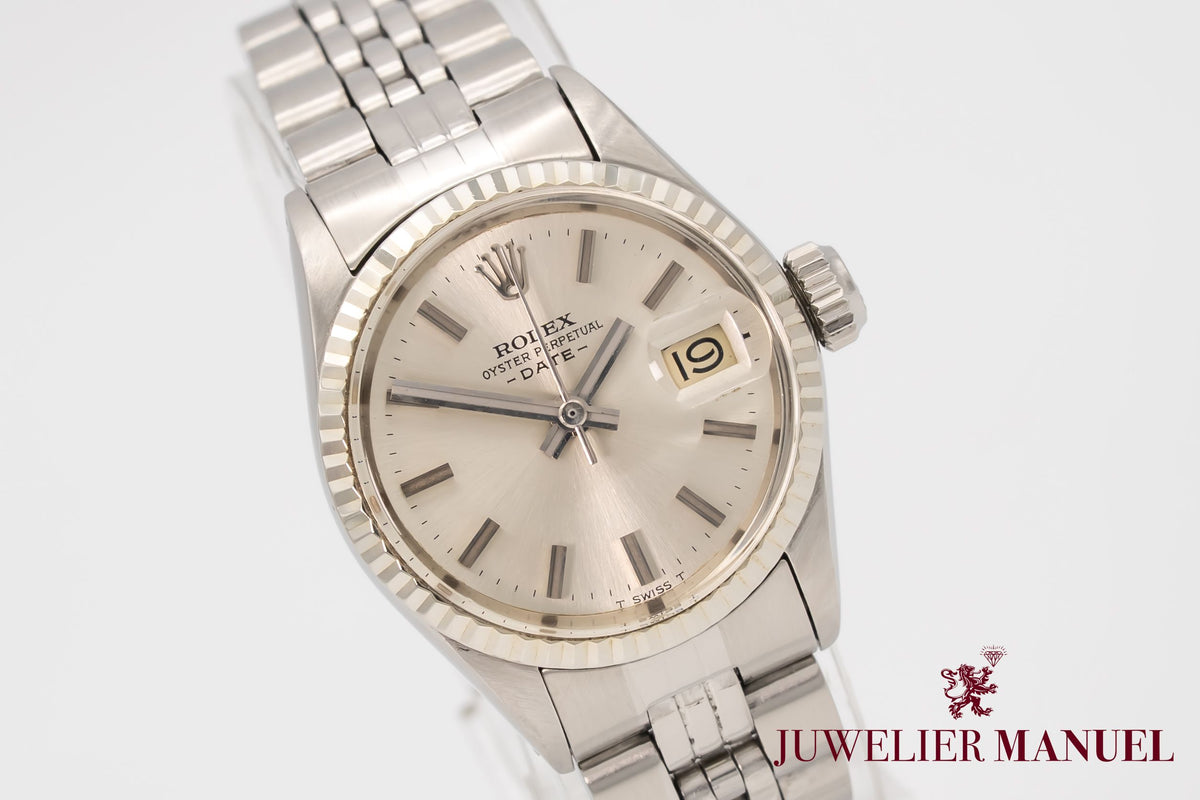 Rolex Oyster Perpetual Lady Date 6517 Stahl Weissgold 750 Automatik 26mm Service Papers