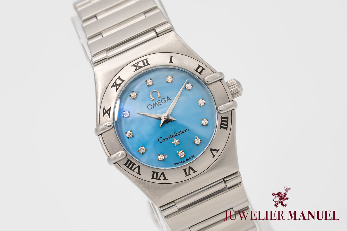 Omega Constellation Ladies Lady Blue MOP Diamond Dial 1562.85 Steel 22m