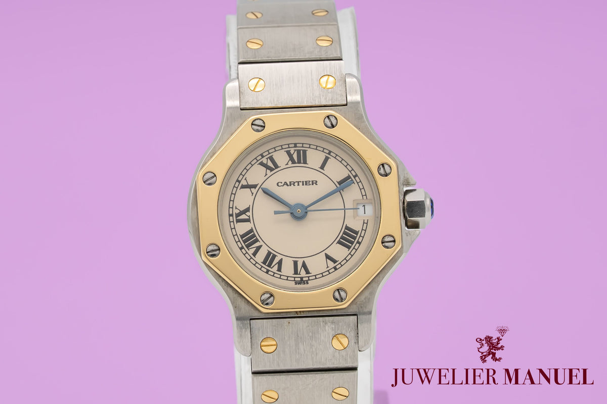 Cartier Santos Octagon Lady Unpolished Stahl Gelbgold 750 25mm