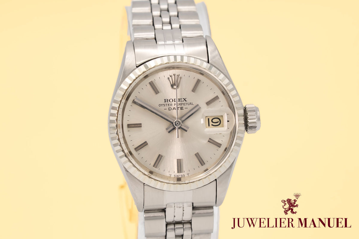 Rolex Oyster Perpetual Lady Date 6517 Stahl Weissgold 750 Automatik 26mm Service Papers