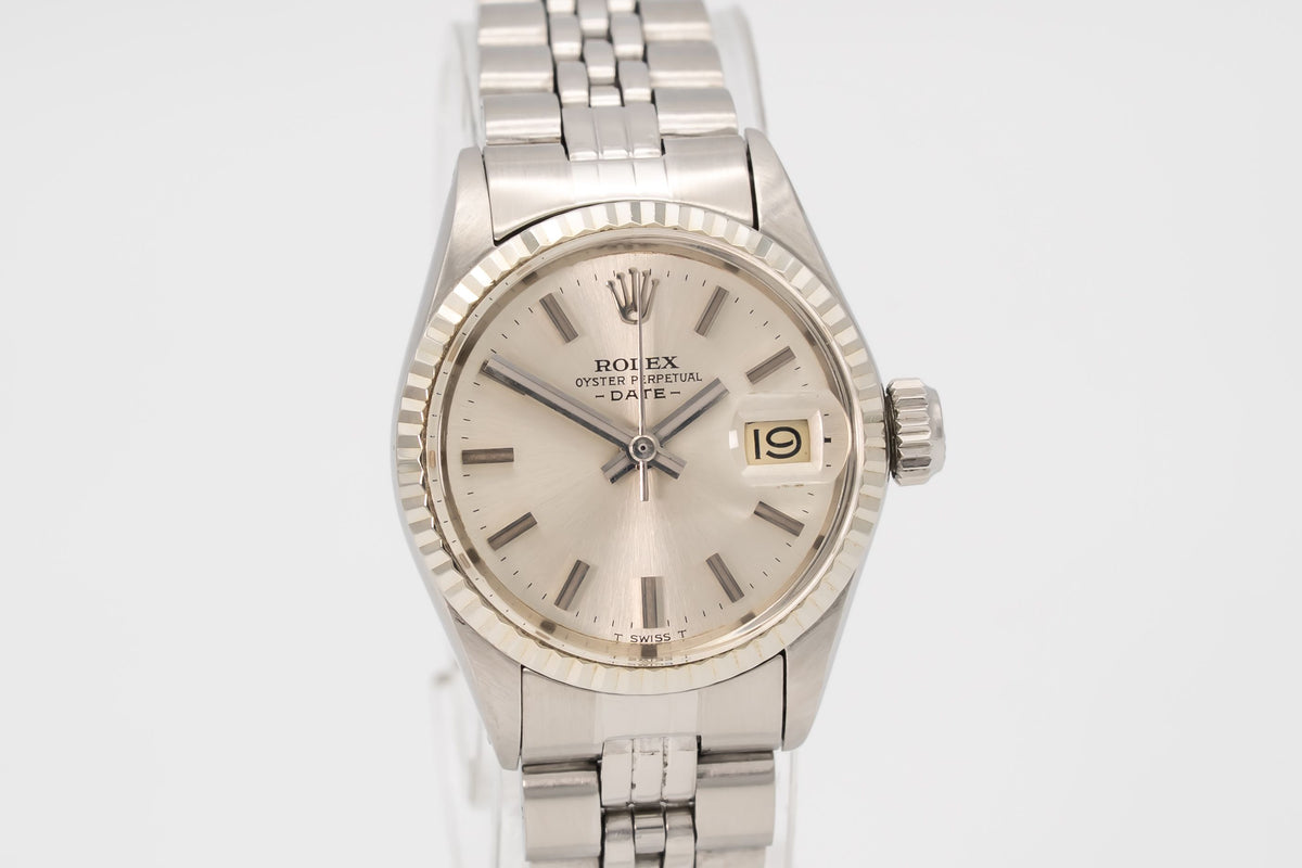 Rolex Oyster Perpetual Lady Date 6517 Stahl Weissgold 750 Automatik 26mm Service Papers