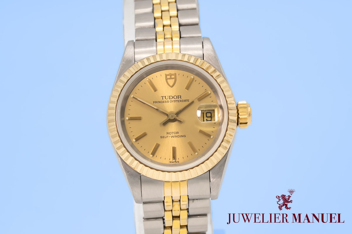Tudor Prince Oysterdate Lady 92413 Stahl Gelbgold 750 Automatik 25mm Papers
