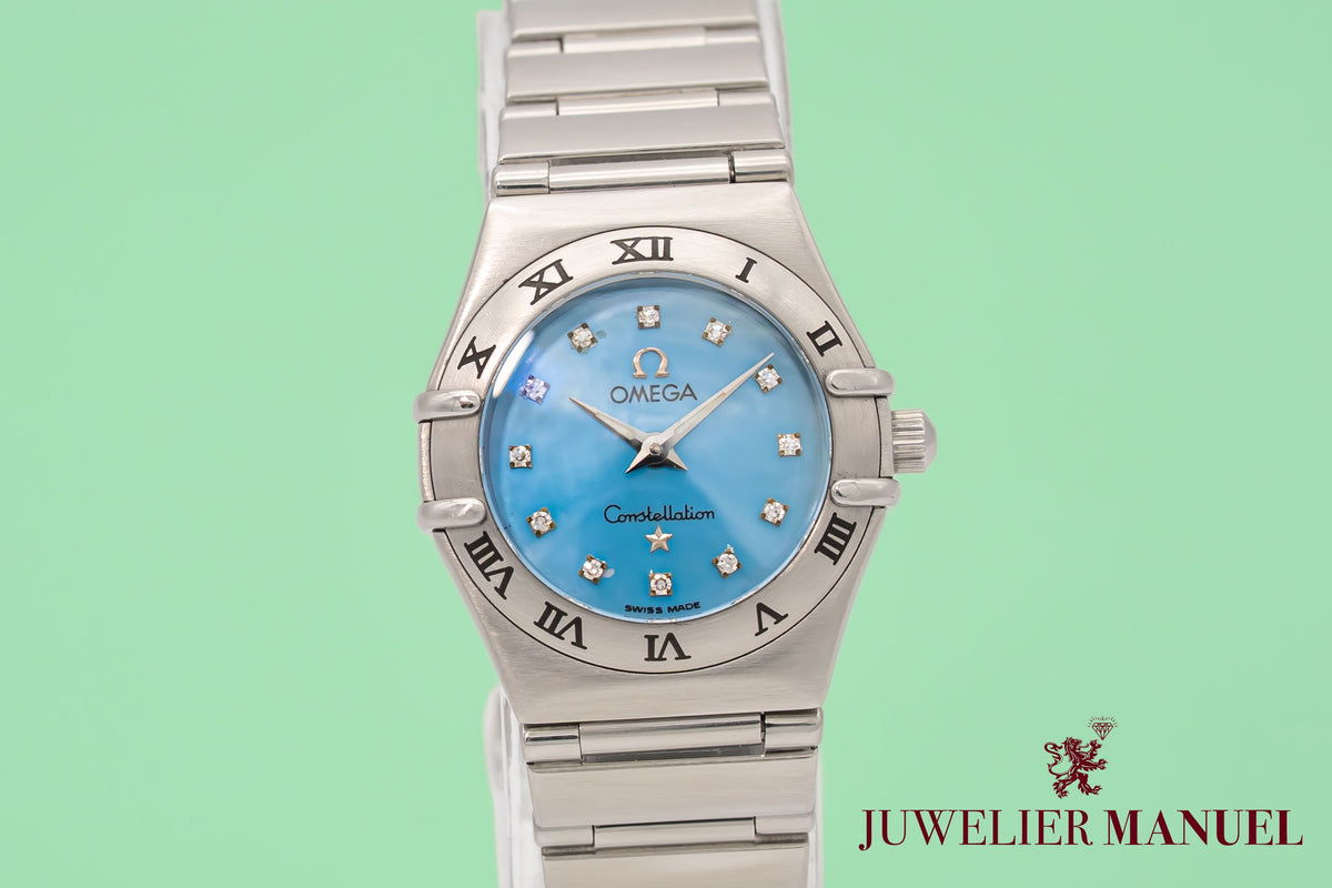 Omega Constellation Ladies Lady Blue MOP Diamond Dial 1562.85 Steel 22m