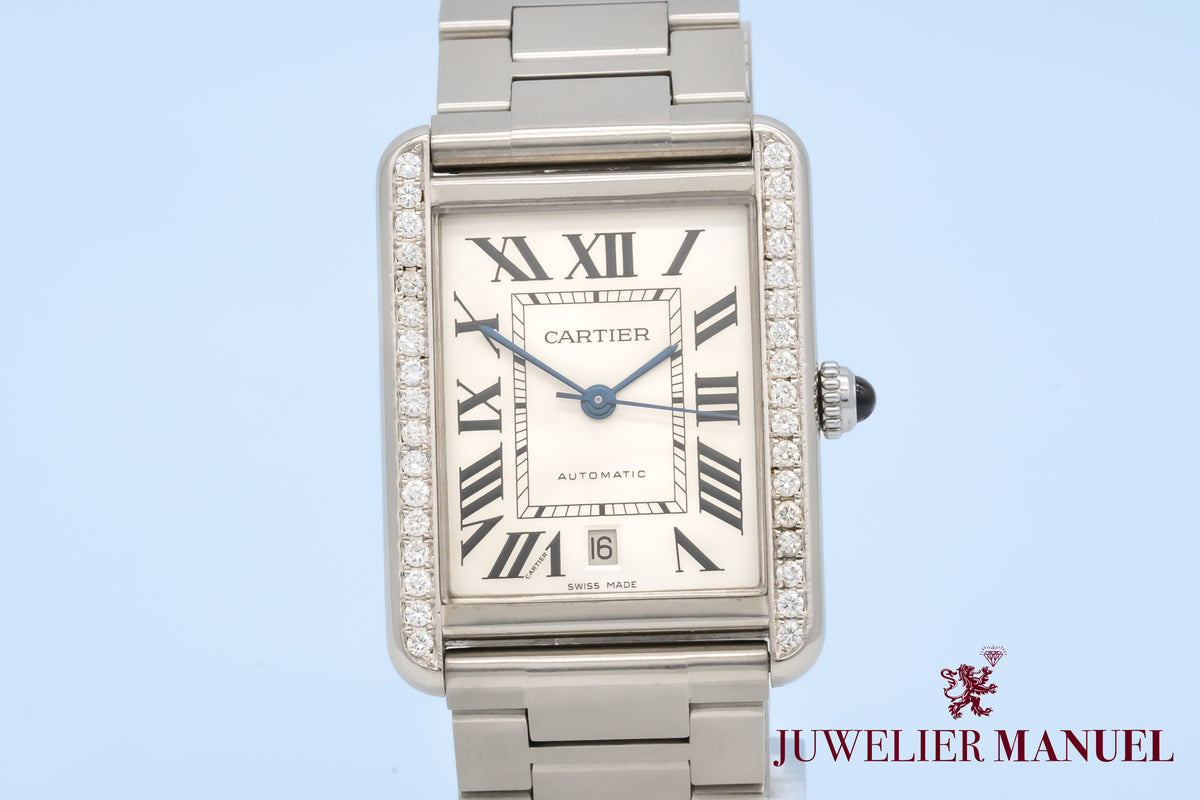 Cartier Tank Solo XL Diamonds Stainless Steel Automatic 31mm