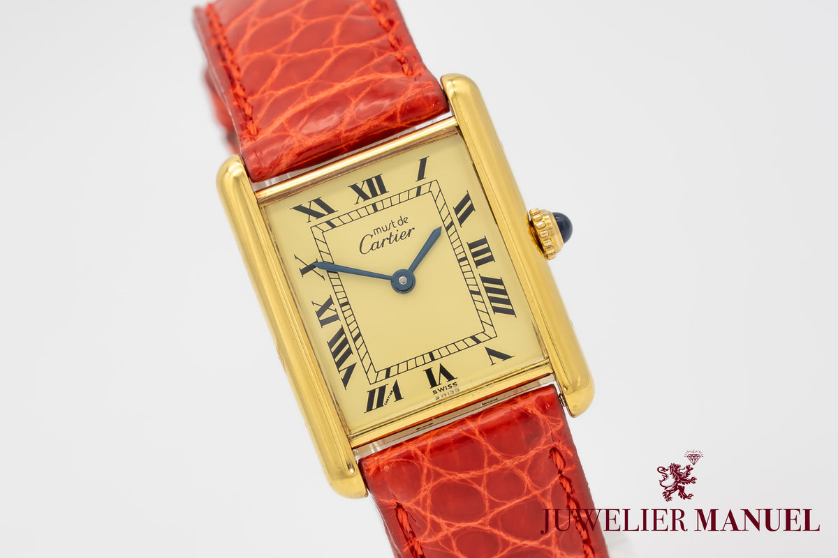 Cartier Tank Vermeil 590005 Rare Large Model Herrenuhr