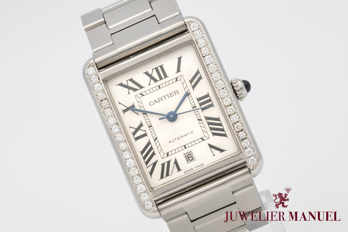 Cartier Tank Solo XL Diamonds Stainless Steel Automatic 31mm