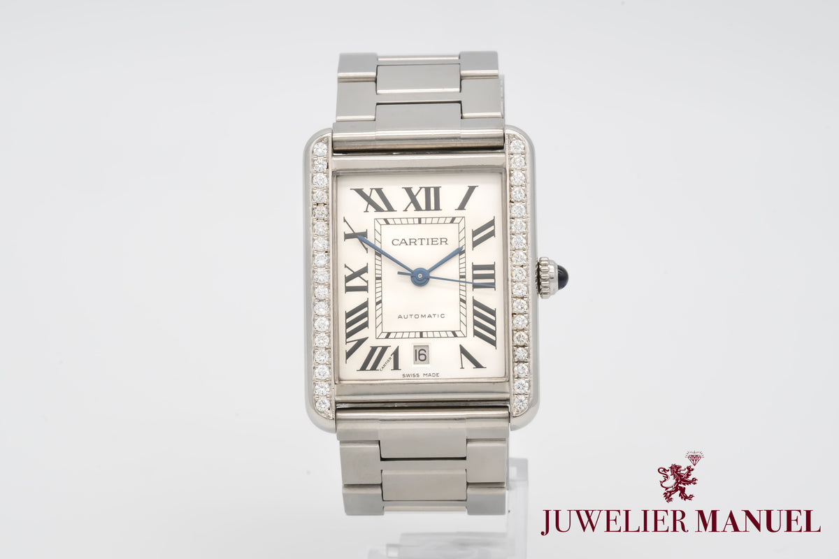 Cartier Tank Solo XL Diamonds Stainless Steel Automatic 31mm