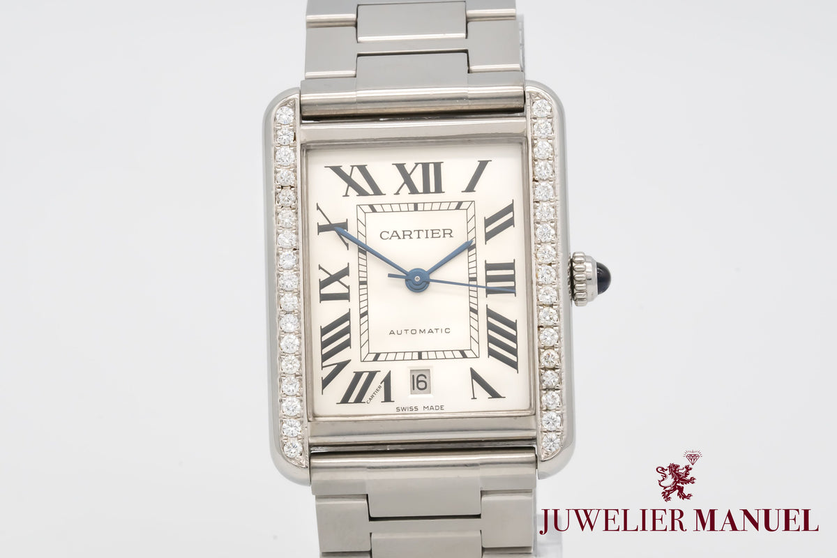 Cartier Tank Solo XL Diamonds Stainless Steel Automatic 31mm