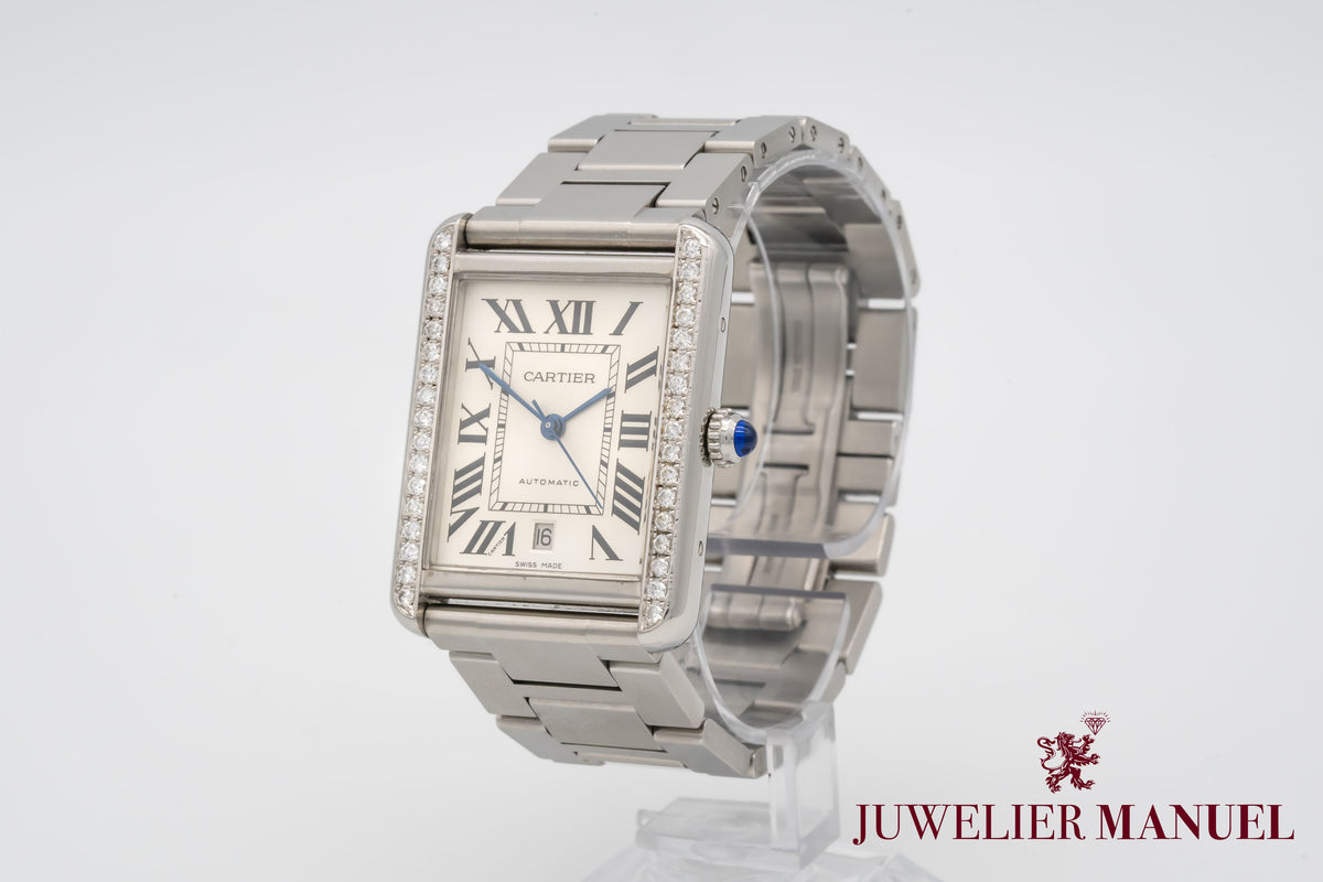 Cartier Tank Solo XL Diamonds Stainless Steel Automatic 31mm