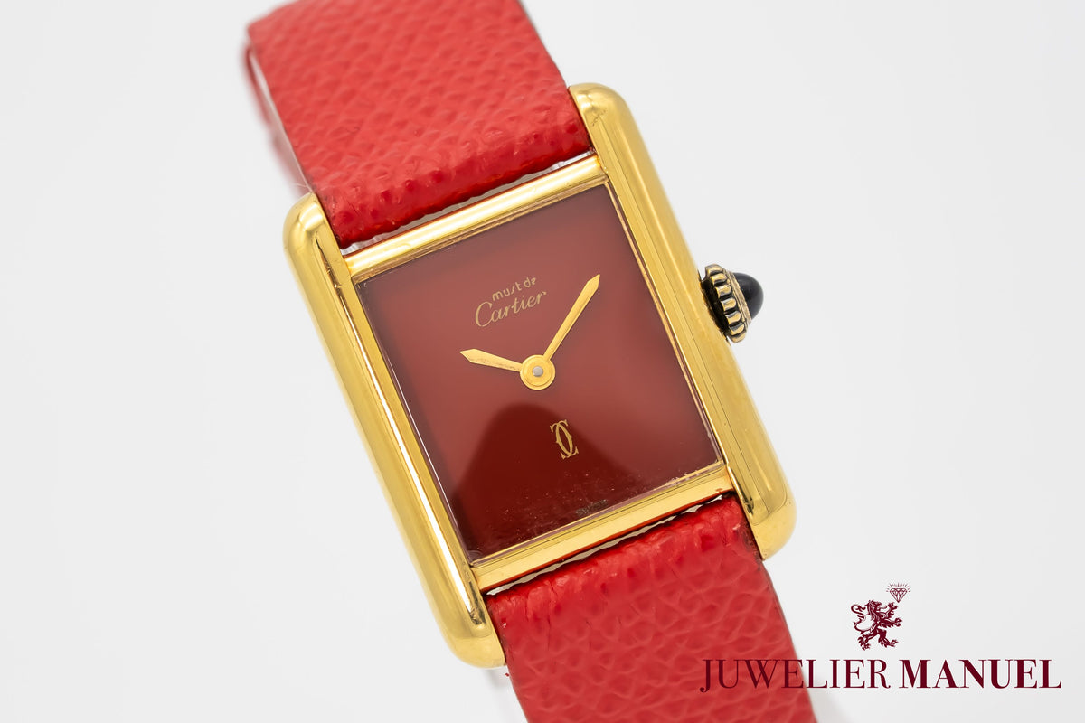 Cartier Tank Must De Cartier Lady Very Rare Red Dial Manual Winding