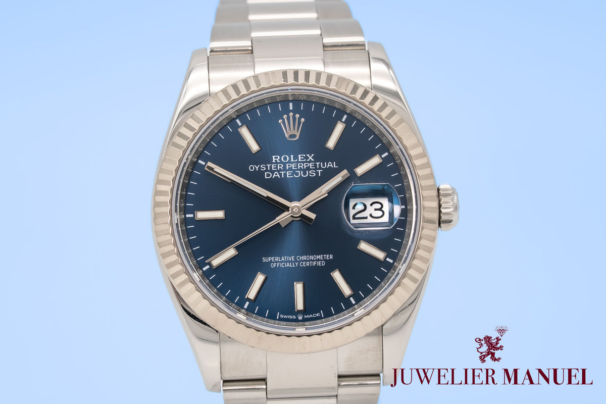 Rolex Datejust 126234 Rare Blue Dial Stahl Weissgold 750 Automatik 36mm