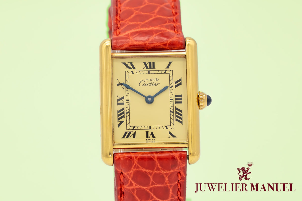 Cartier Tank Vermeil 590005 Rare Large Model Herrenuhr