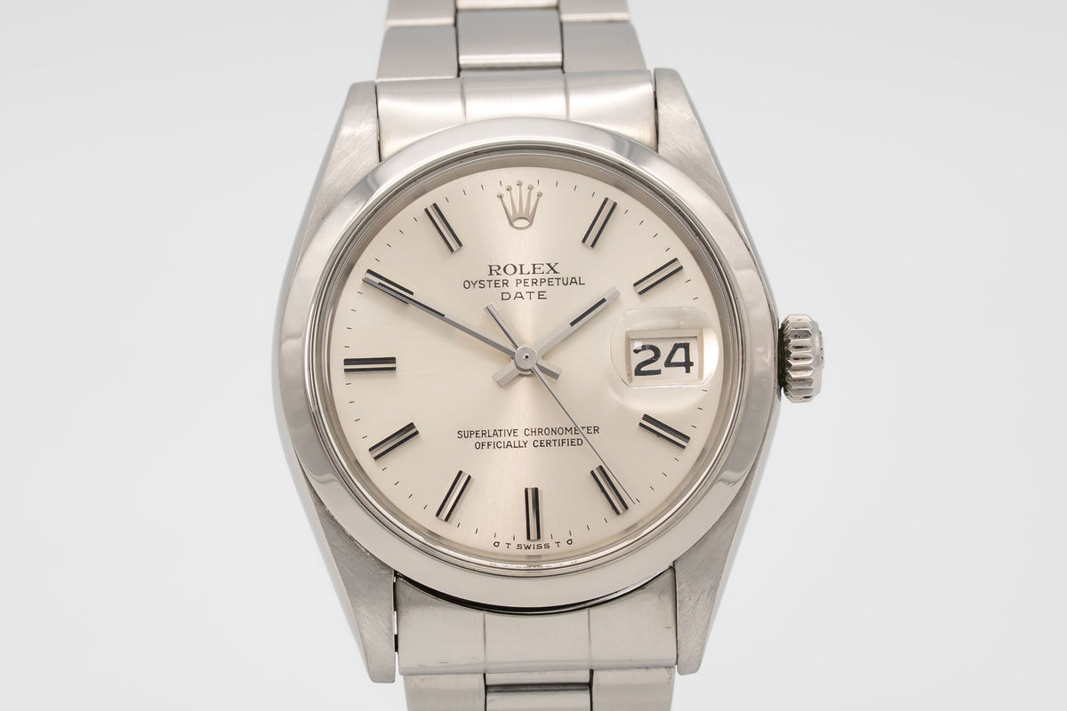 Rolex Oyster Perpetual Date 1500 Rare Sigma Dial Stahl Automatik 34mm