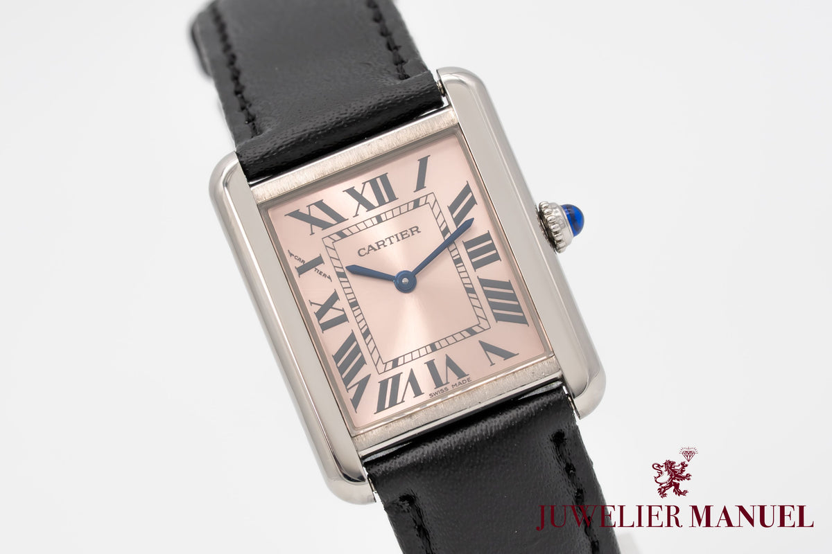 Cartier Tank Solo 3170 Rare Pink Dial Stainless Steel 24mm