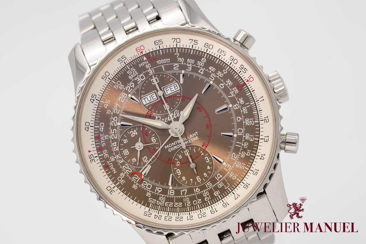 Breitling Montbrillant Datora Navitimer Montbrillant Datora A21330 Brown Dial Stahl Automatik 43mm