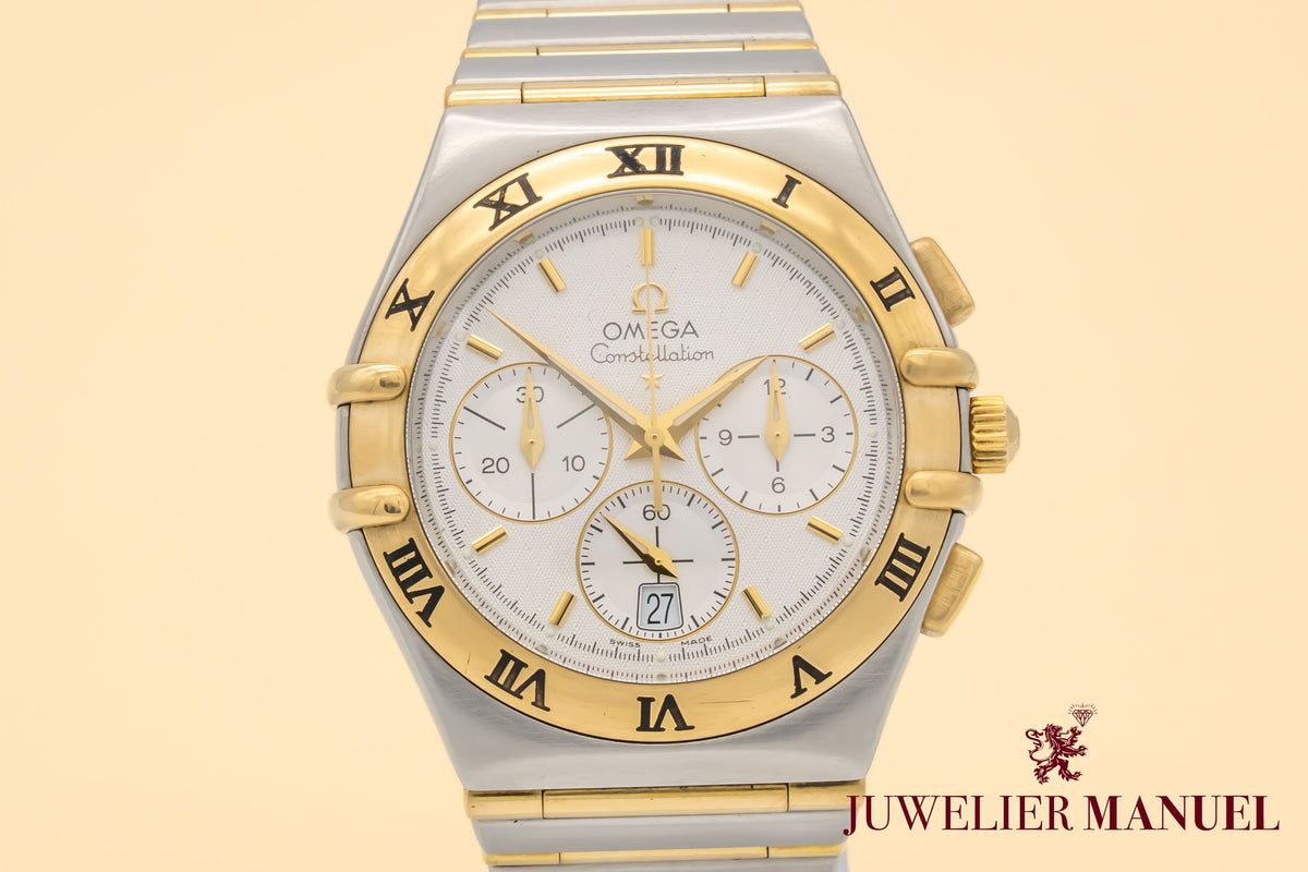 Omega Constellation Double Eagle Chronograph Stahl Gelbgold 750