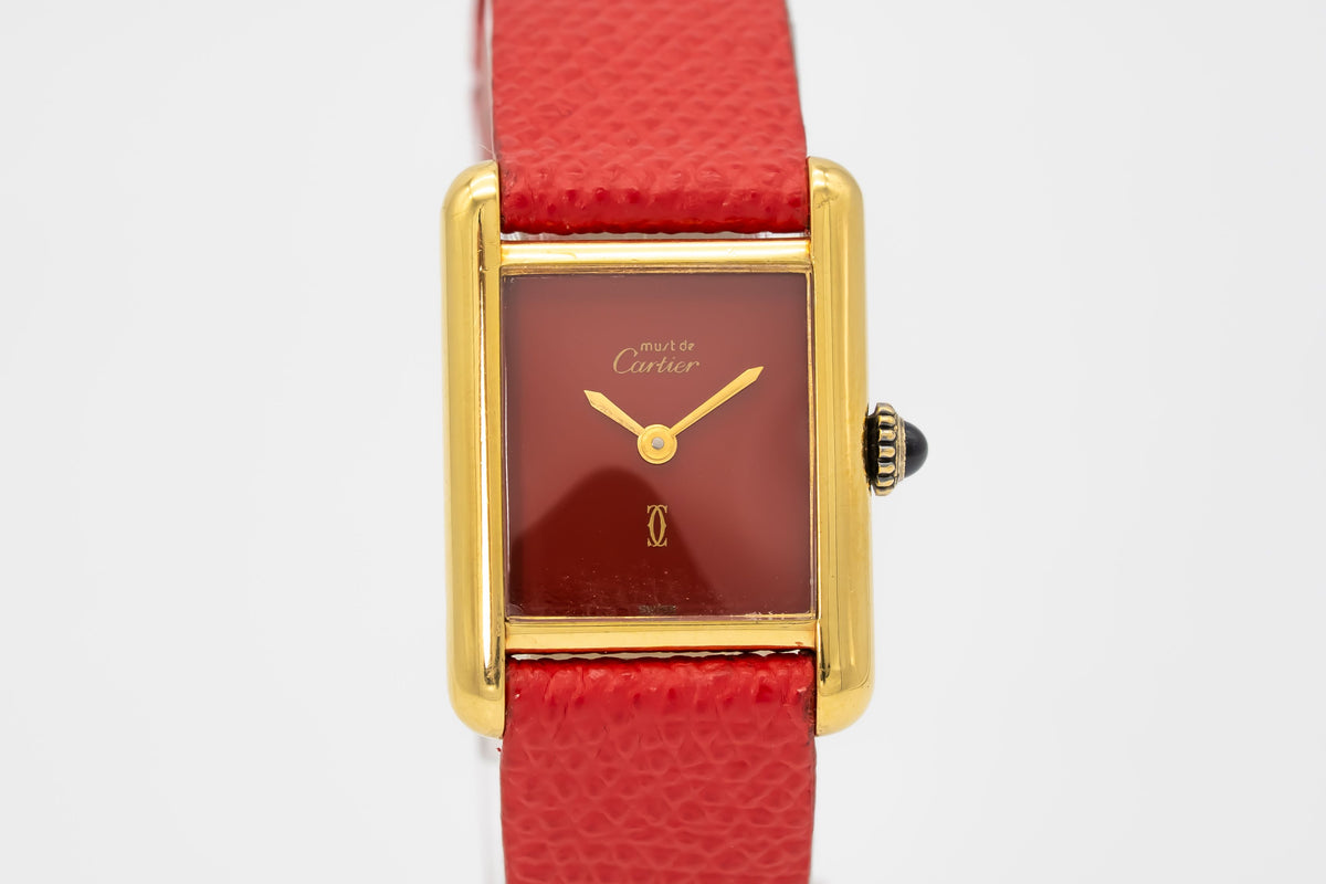 Cartier Tank Must De Cartier Lady Very Rare Red Dial Manual Winding