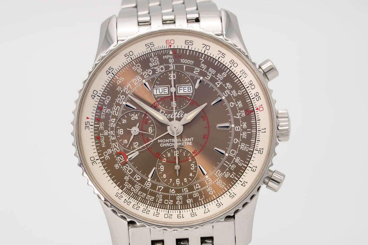 Breitling Montbrillant Datora Navitimer Montbrillant Datora A21330 Brown Dial Stahl Automatik 43mm