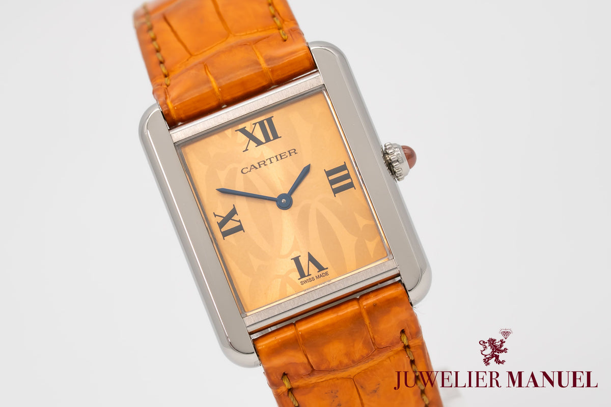 Cartier Tank Solo 2716 Rare Orange Dial Stainless Steel 24mm