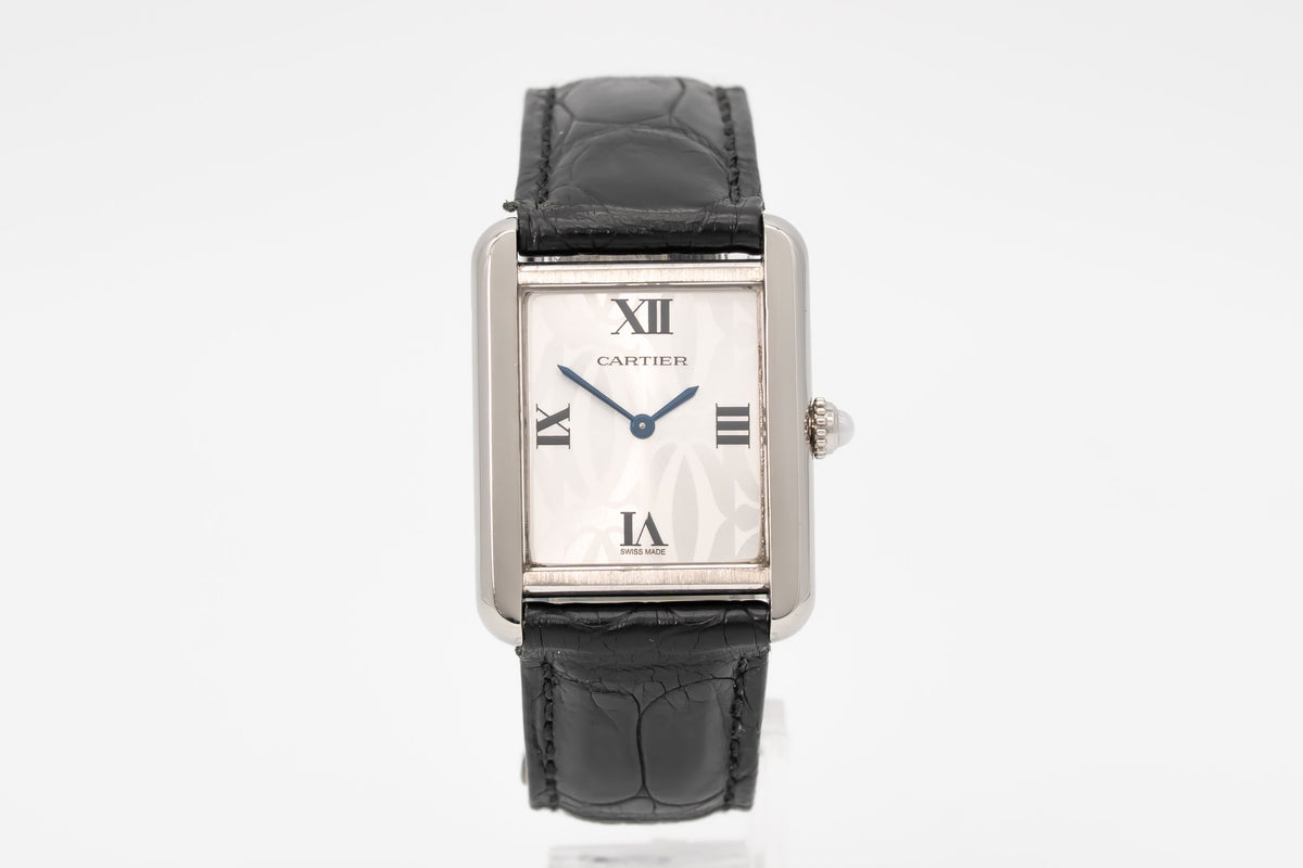 Cartier Tank Solo 2716 Cadran Orange Rare Acier Inoxydable 24mm
