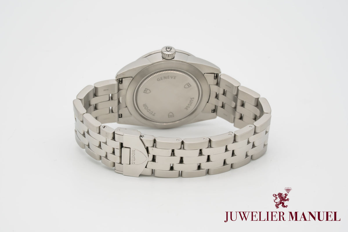 Tudor Glamour Date 55000 Factory Diamond Dial Stahl Automatik 36mm