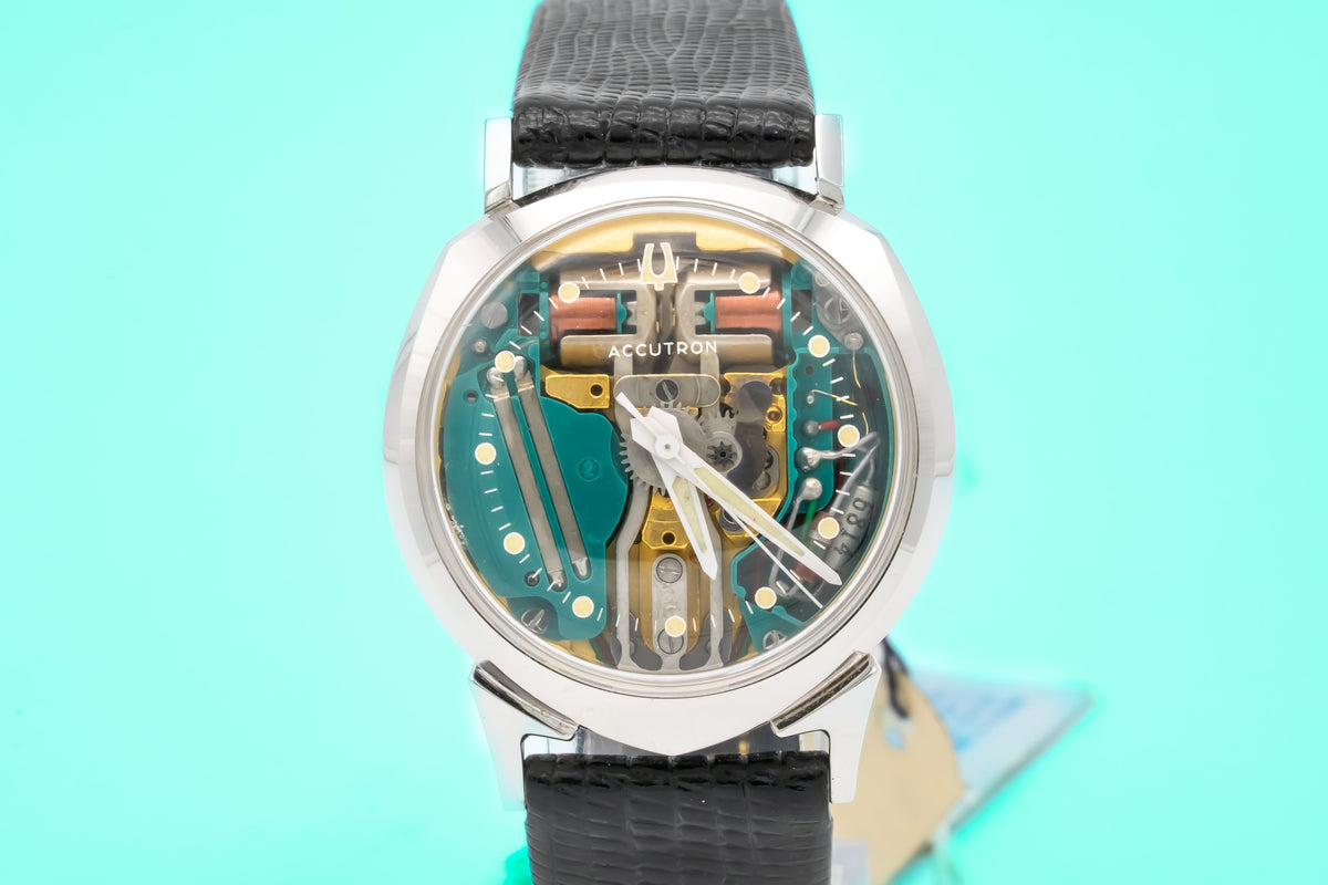 Bulova Accutron Spaceview 14K White Gold Unpolished Like NOS 33mm