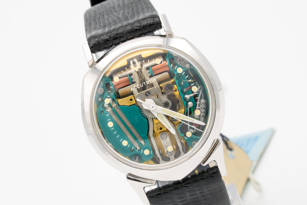 Bulova Accutron Spaceview 14K White Gold Unpolished Like NOS 33mm