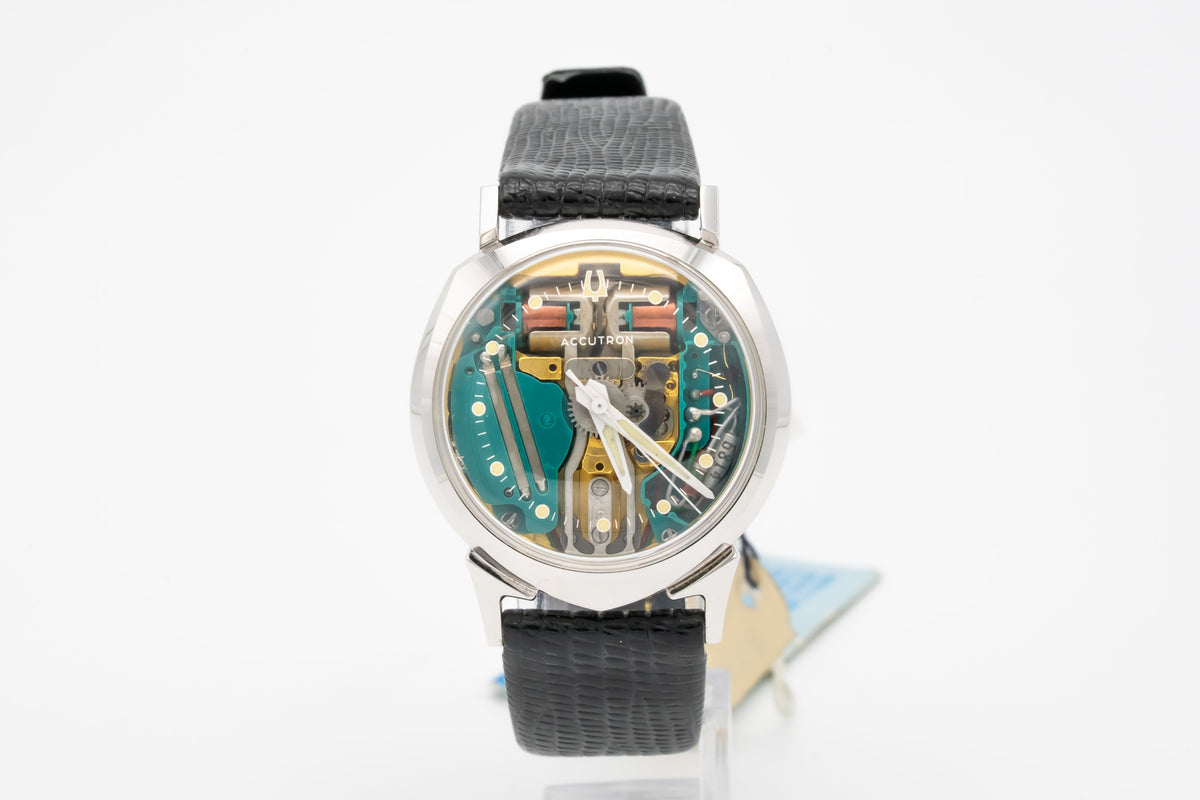 Bulova Accutron Spaceview 14K White Gold Unpolished Like NOS 33mm