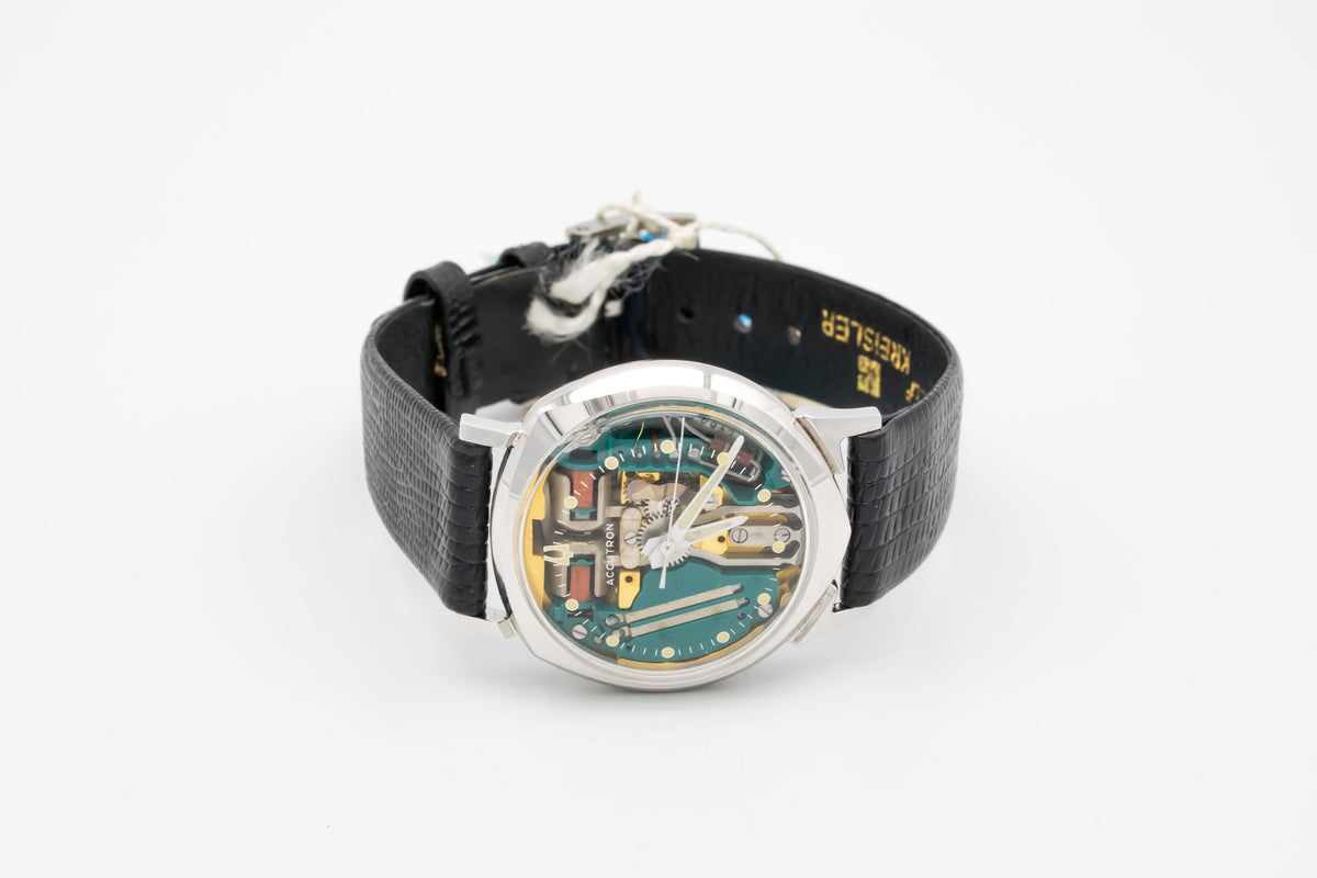 Bulova Accutron Spaceview 14K White Gold Unpolished Like NOS 33mm