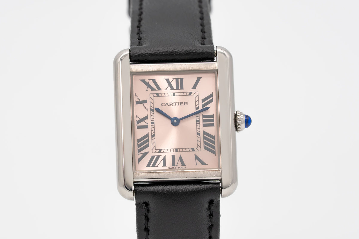 Cartier Tank Solo 3170 Rare Pink Dial Stainless Steel 24mm