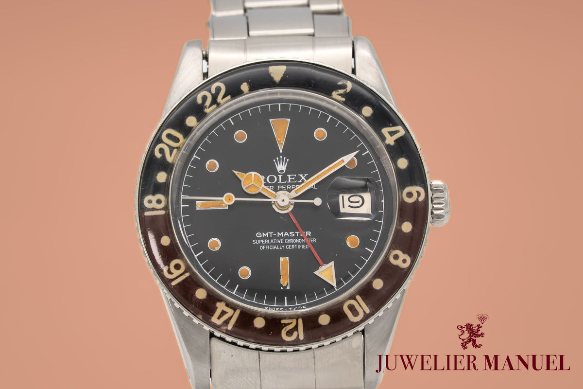 Rolex GMT-Master 6542 Rare Pussy Galore Bakelite Pepsi Stahl Automatik 38mm