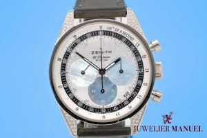 Zenith Chronomaster Original 38mm MOP Factory Diamonds Stainless Steel Automatic 38mm