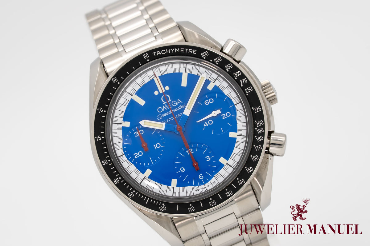 Omega Speedmaster Unpolished Blue Schumacher Edition Stahl Automatik 39mm