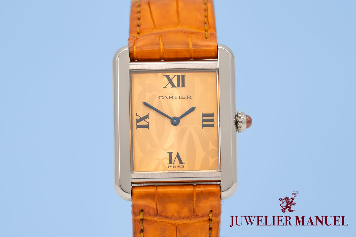 Cartier Tank Solo 2716 Rare Orange Dial Stainless Steel 24mm