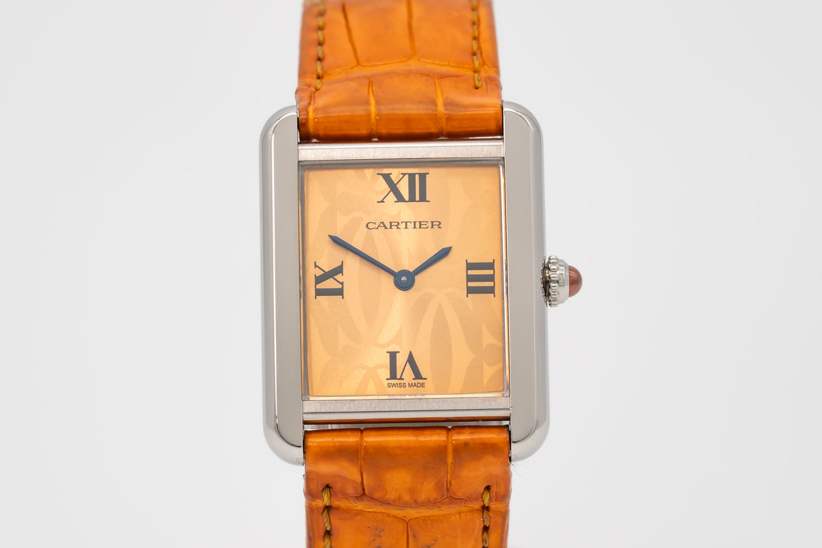 Cartier Tank Solo 2716 Rare Orange Dial Stainless Steel 24mm