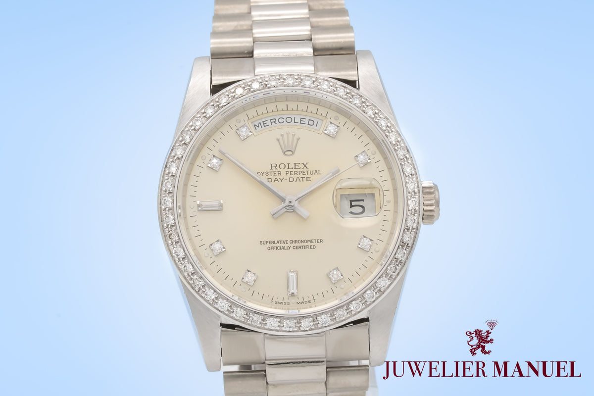 Rolex Day-Date 36 Unpolished 18239 Diamond Dial Weissgold 750 Automatik 36mm