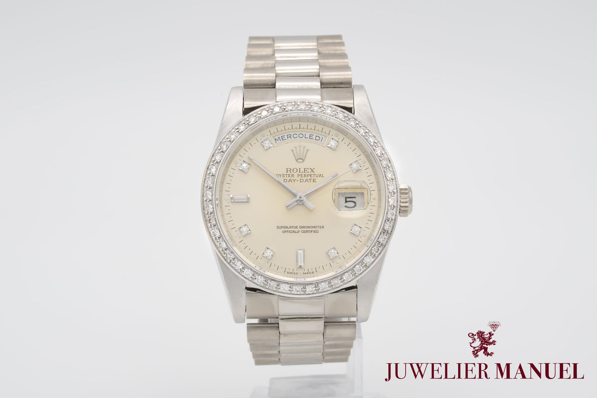 Rolex Day-Date 36 Unpolished 18239 Diamond Dial Weissgold 750 Automatik 36mm