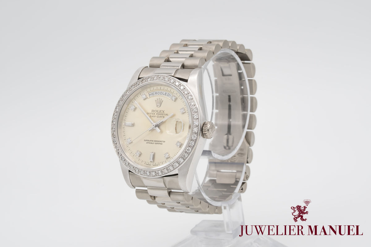 Rolex Day-Date 36 Unpolished 18239 Diamond Dial Weissgold 750 Automatik 36mm