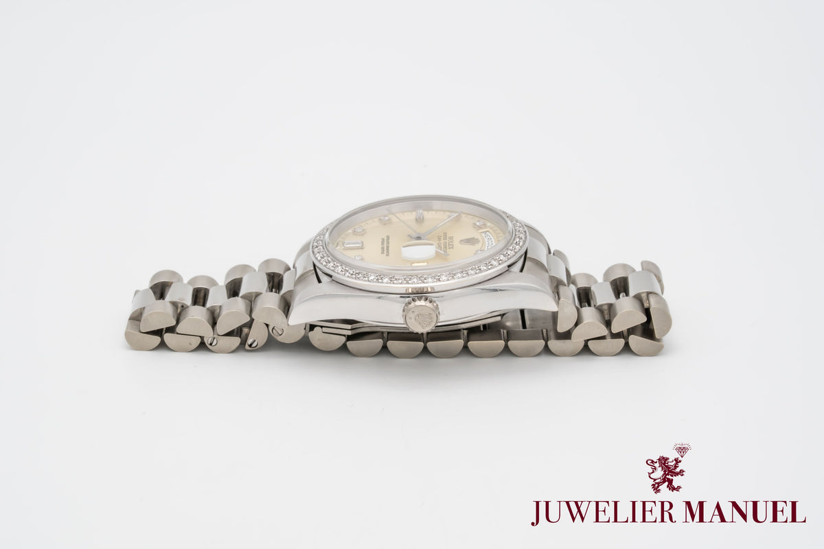 Rolex Day-Date 36 Unpolished 18239 Diamond Dial Weissgold 750 Automatik 36mm