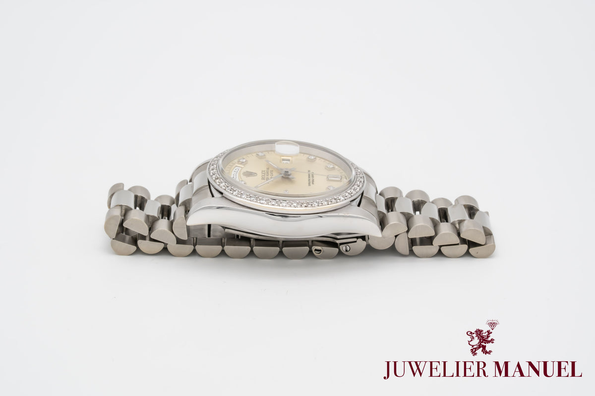 Rolex Day-Date 36 Unpolished 18239 Diamond Dial Weissgold 750 Automatik 36mm