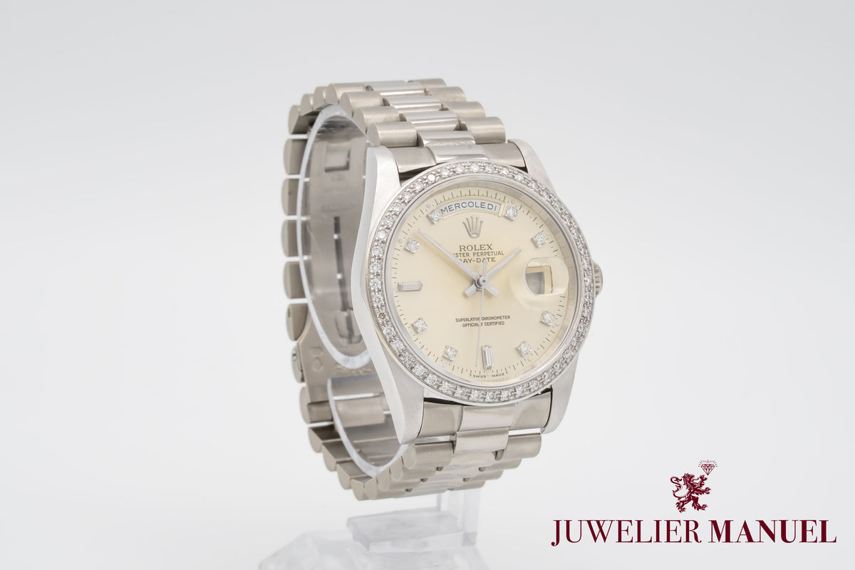 Rolex Day-Date 36 Unpolished 18239 Diamond Dial Weissgold 750 Automatik 36mm
