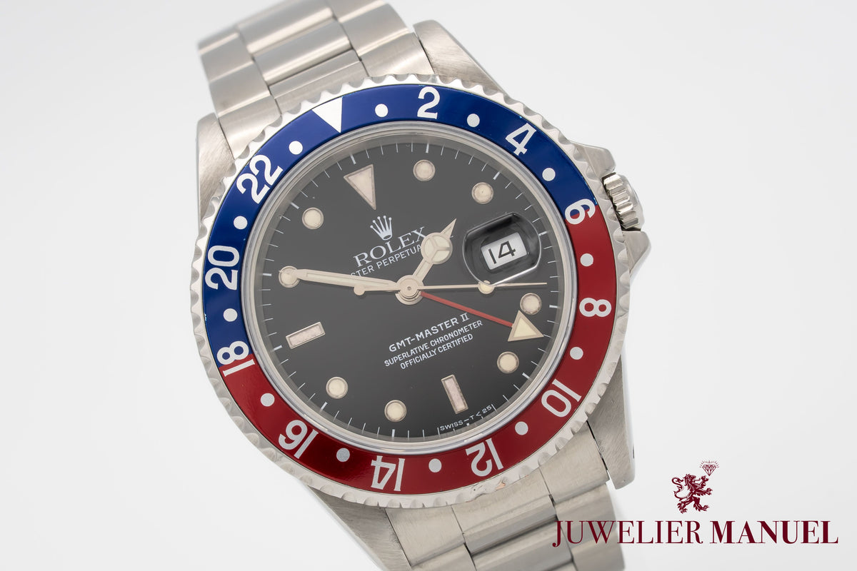 Rolex GMT-Master II 16710 Pepsi Stahl Automatik 40mm Papers