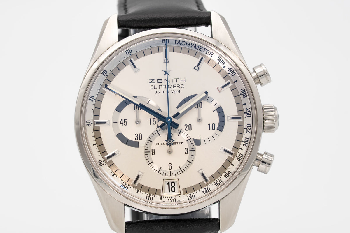 Zenith El Primero 36'000 VpH Stainless Steel Automatic 42mm Papers