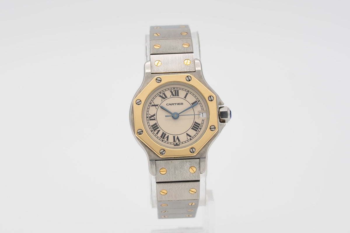 Cartier Santos Octagon Lady Unpolished Stahl Gelbgold 750 25mm