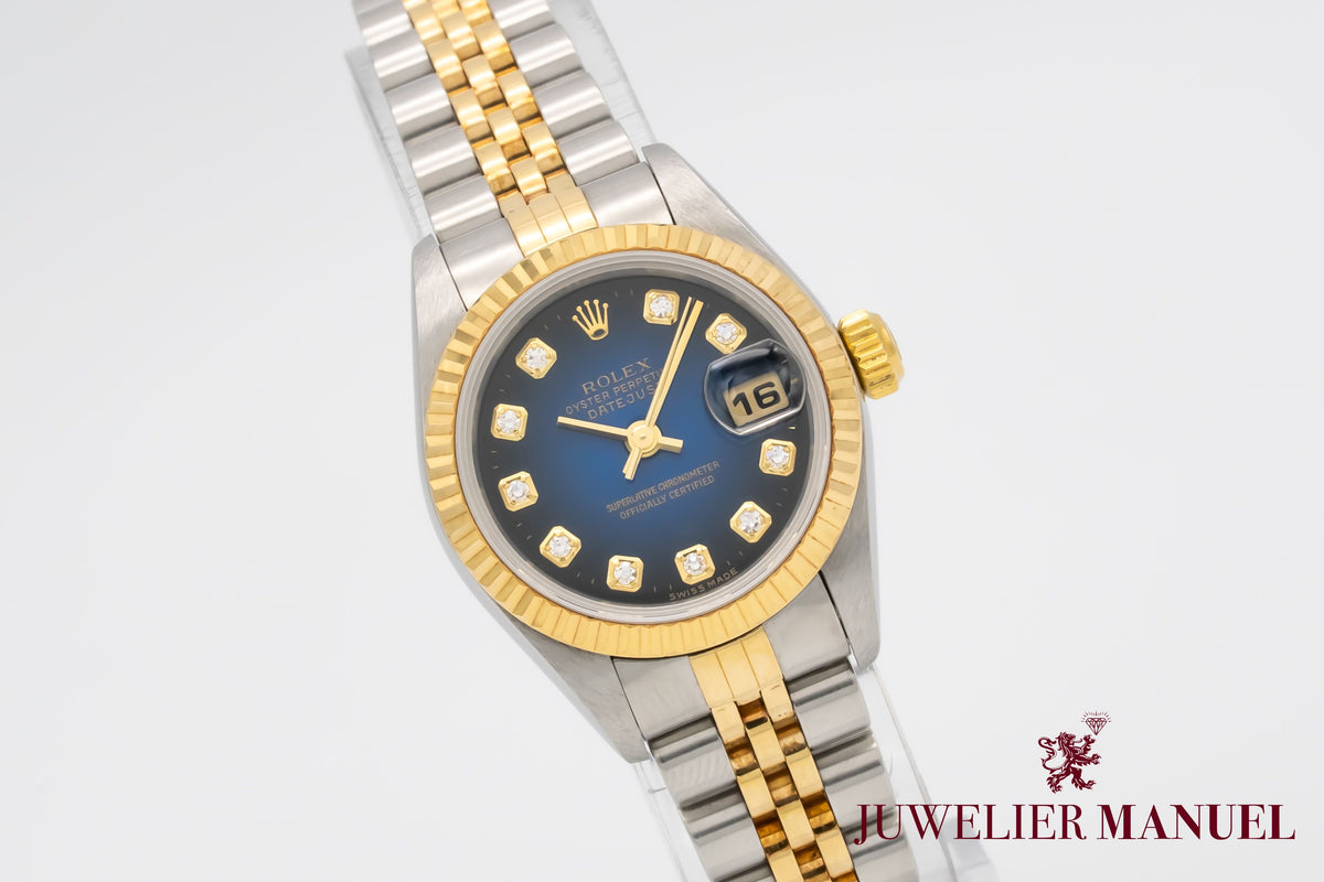 Rolex Lady-Datejust 79173 NOS Blue Vignette Stahl Gelbgold 750 Diamanten 26mm