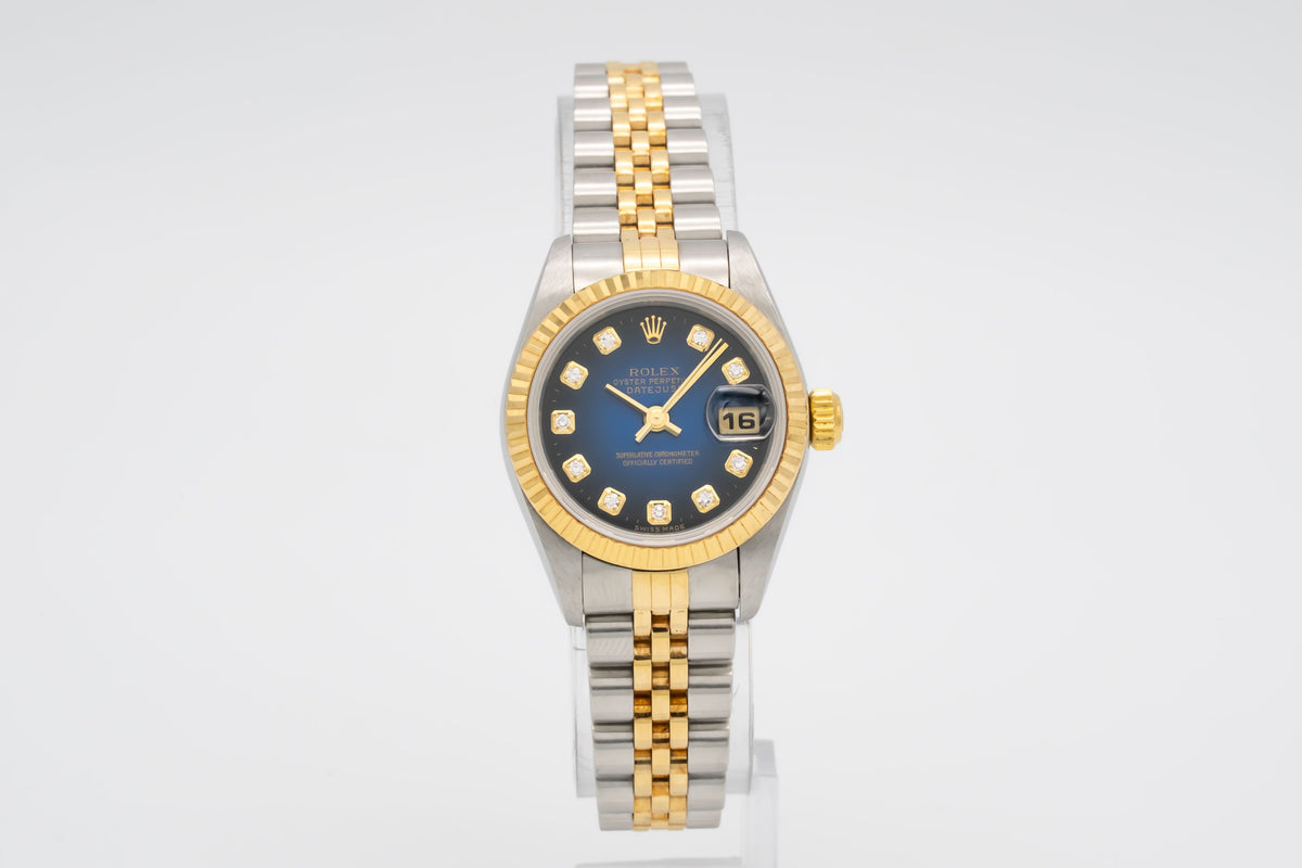 Rolex Lady-Datejust 79173 NOS Blue Vignette Stahl Gelbgold 750 Diamanten 26mm